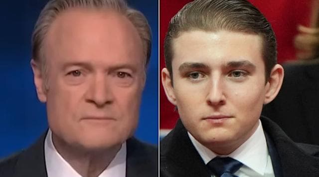 Lawrence O'Donnell (L) is facing criticism for suggesting without evidence that Barron Trump may not have registered for the draft.
