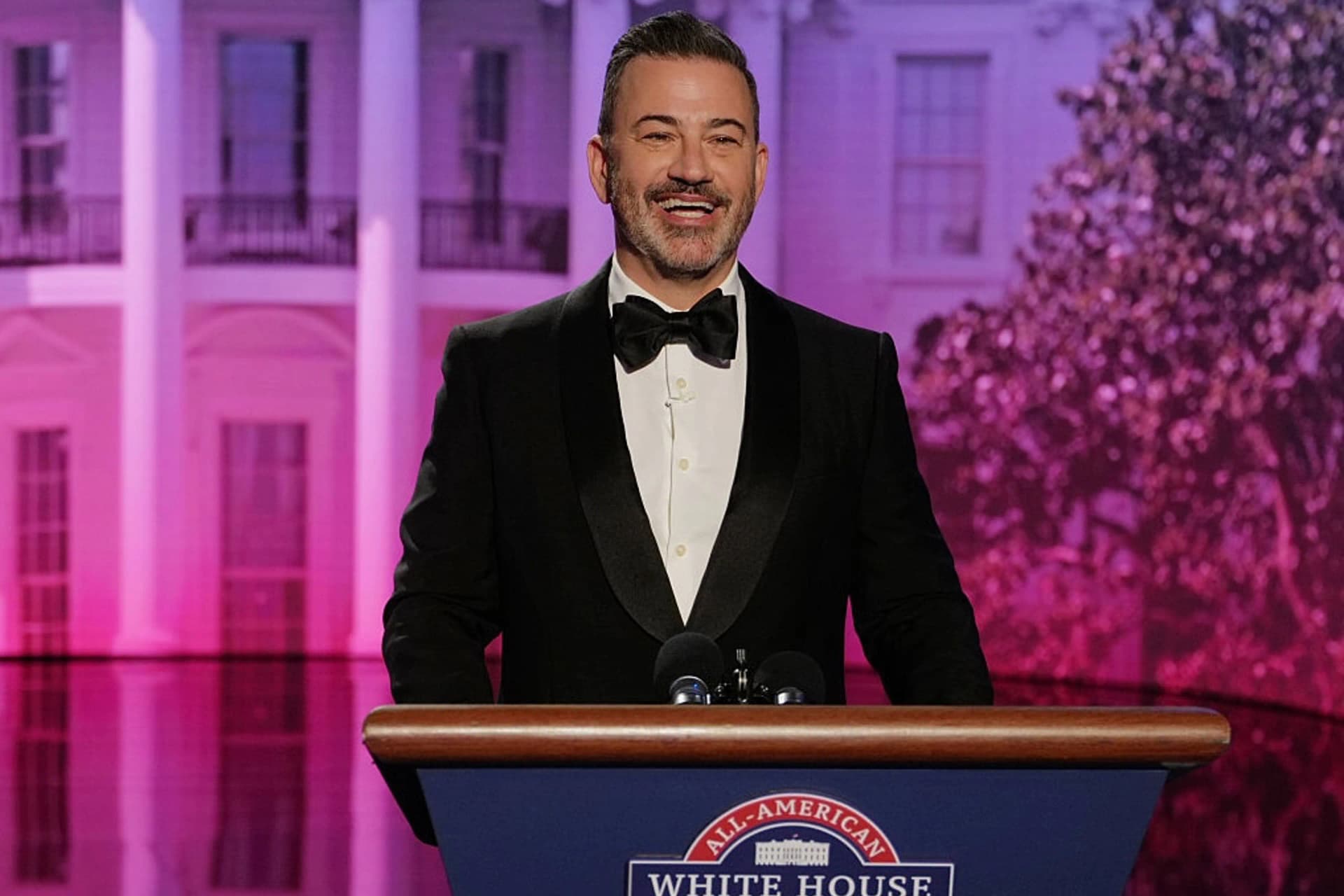 Jimmy Kimmel is seen making his joke about Melania Trump.