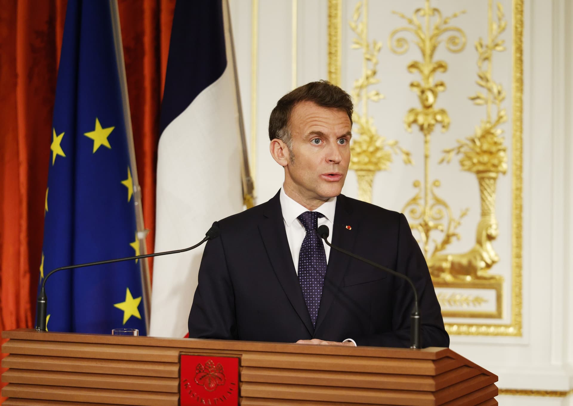 President Emmanuel Macron at Tokyo, April 1, 2026. 