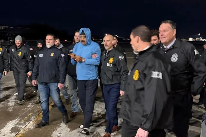 President Nicolás Maduro of Venezuela arrives on American soil to stand trial on drug and weapons-related charges on January 4, 2026.