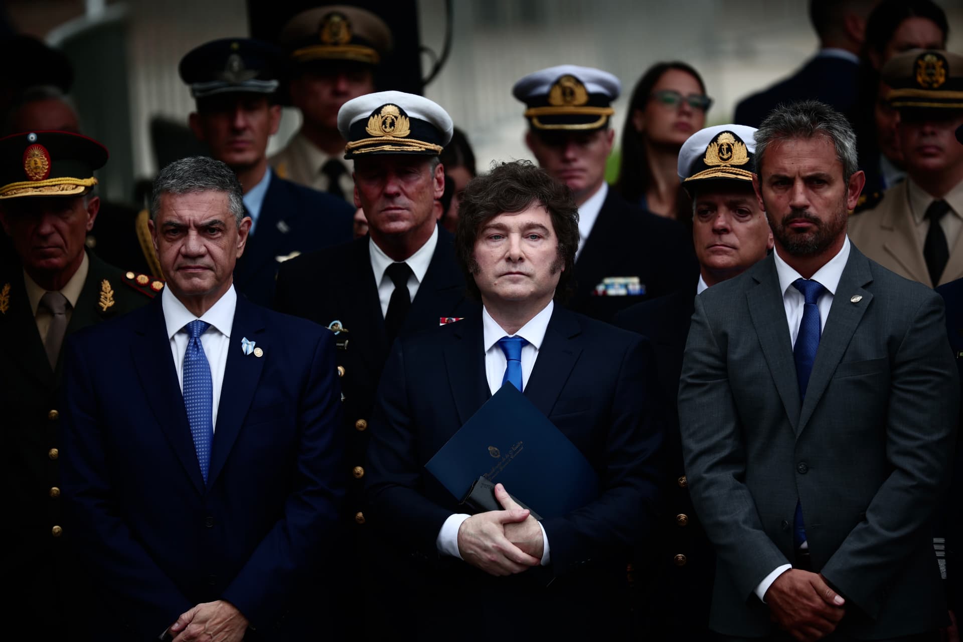 President Javier Milei, center, marking the 44th anniversary of the Falklands war on April 2, 2026 at Buenos Aires.