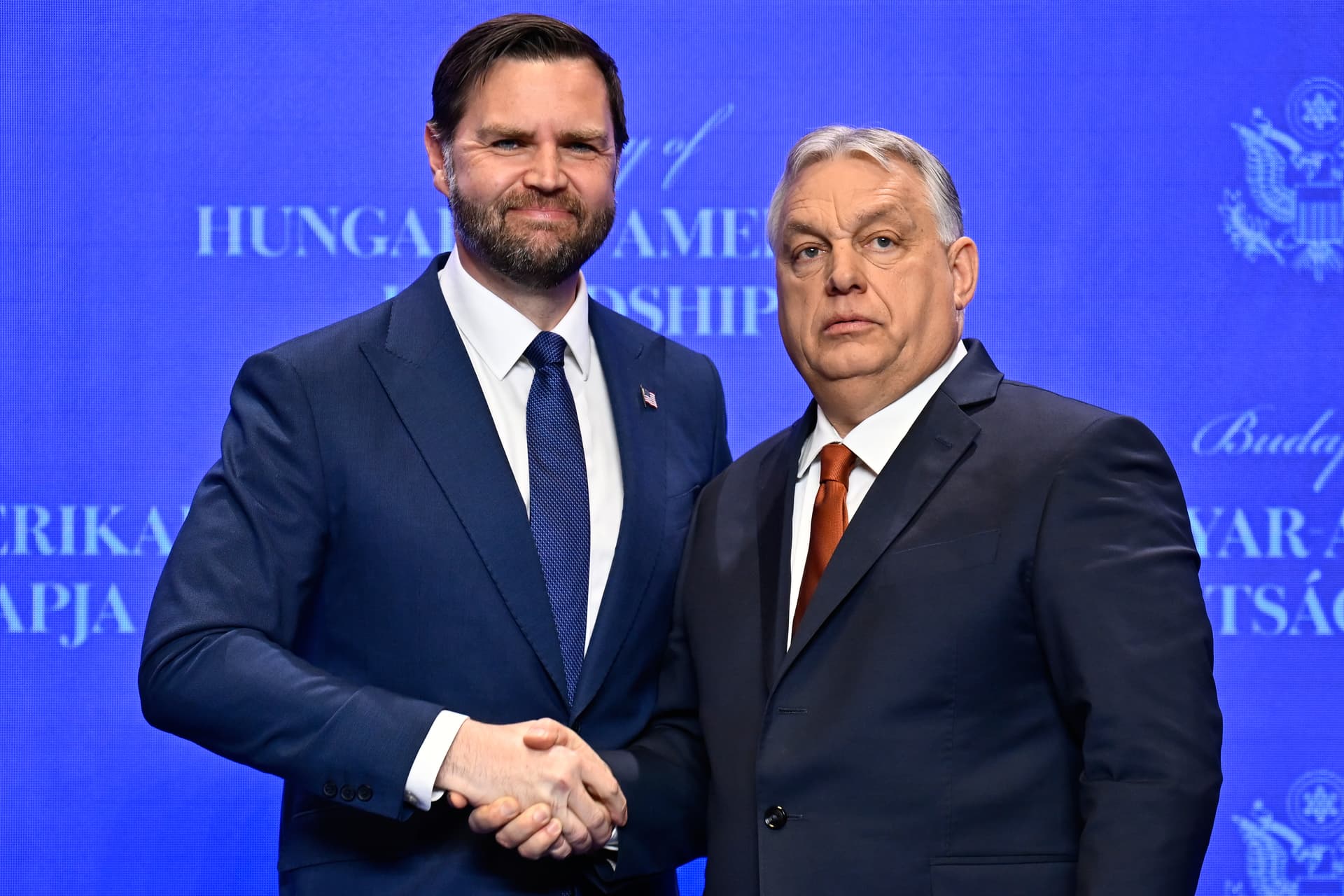 Vice President Vance shakes hands with Prime Minister Viktor Orban as they meet in Budapest, Hungary, April 7, 2026. 