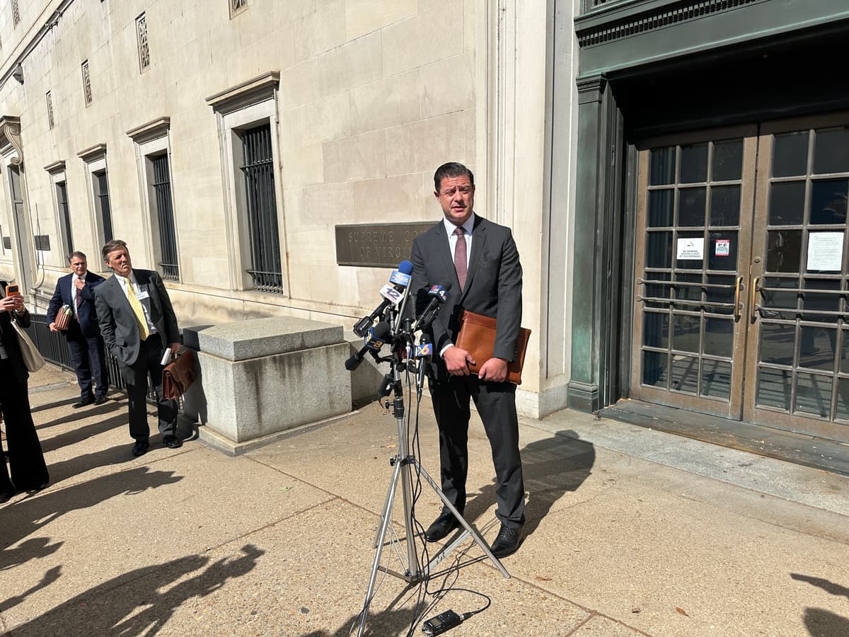 Attorney Matthew Seligman, representing Democratic lawmakers, outside Virginia's supreme court at Richmond on April 27, 2026.