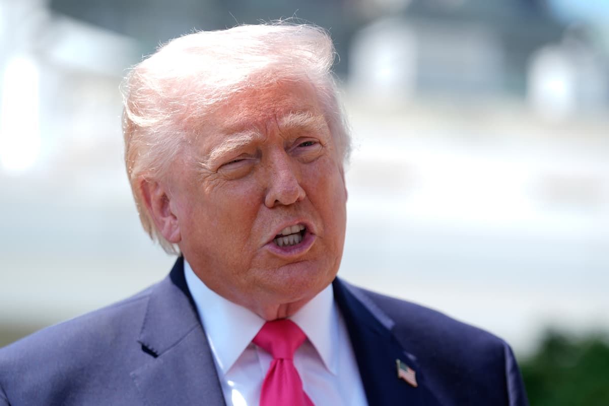 President Trump speaks with reporters outside the White House, April 16, 2026.