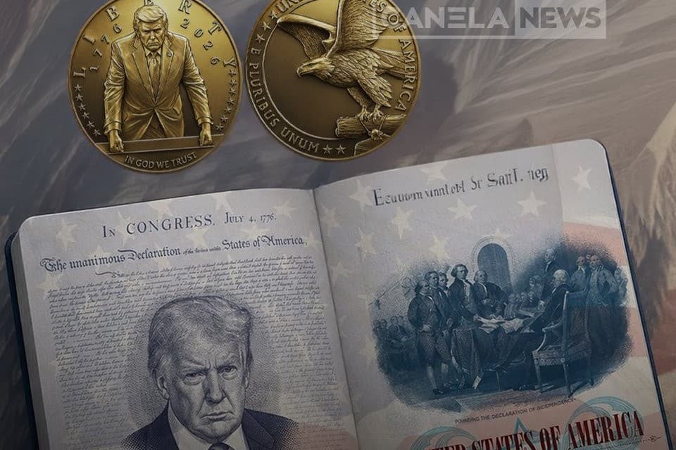 This image of a new Trump-themed commemorative passport and a gold coin was released by the State Department on April 28, 2026. 