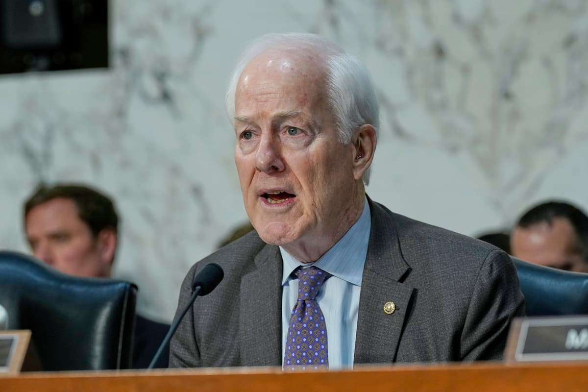 Senator John Cornyn of Texas asks a question during the Senate Committee on Intelligence hearings to examine worldwide threats on Capitol Hill Wednesday, March 18, 2026, at Washington.