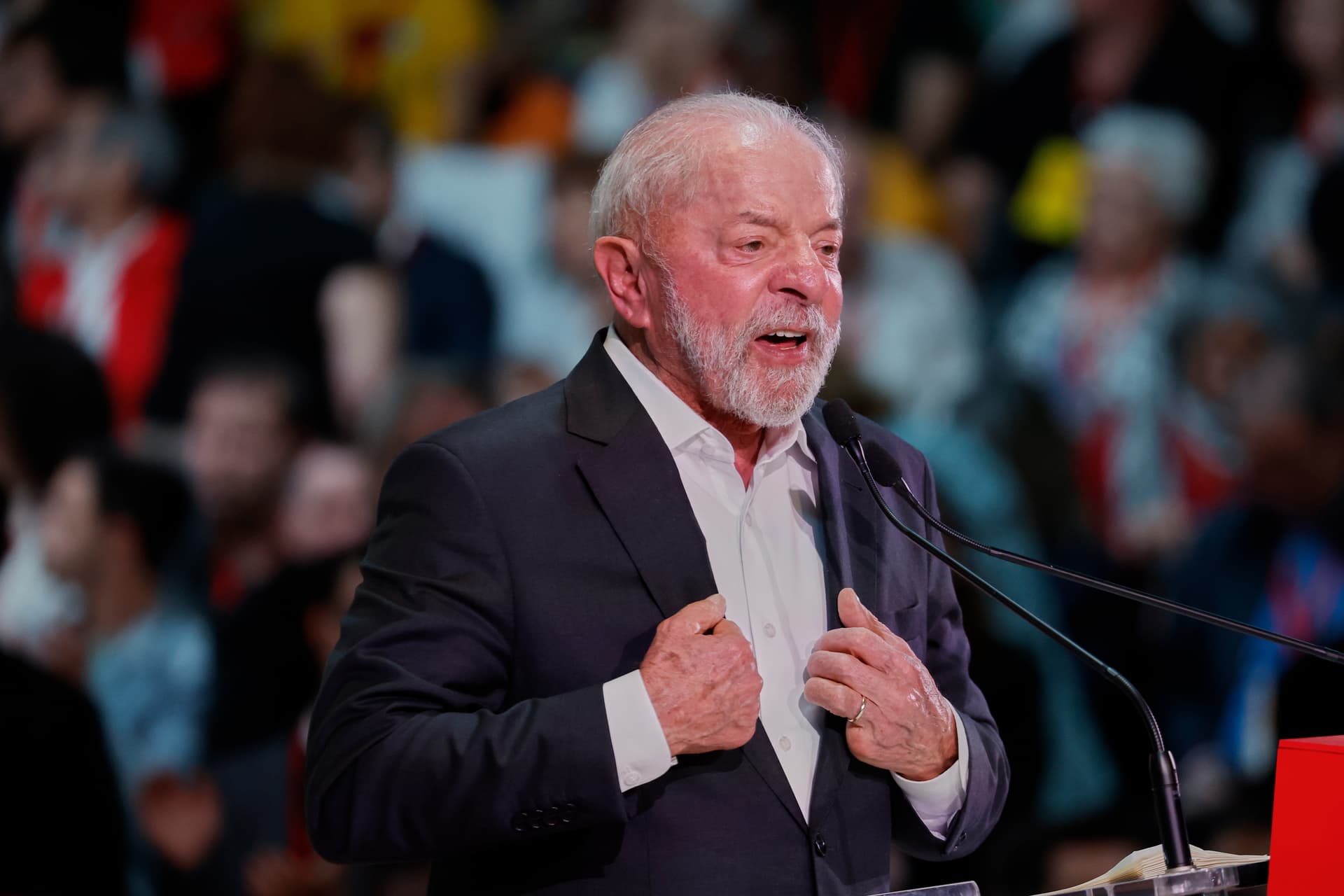 President Luiz Inacio Lula da Silva of Brazil speaks during the Global Progressive Mobilization summit at Barcelona, Spain, on April 18, 2026.