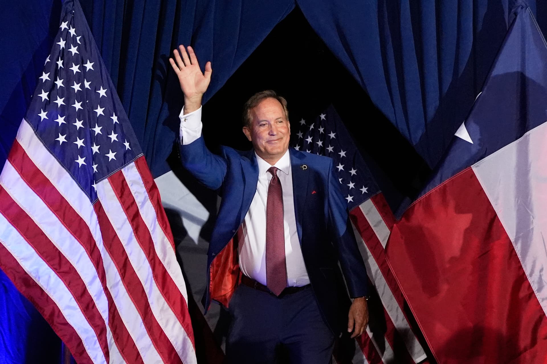 Texas's attorney general, Ken Paxton, after winning the Republican party's  Senate nomination on May 26, 2026, at Plano. 