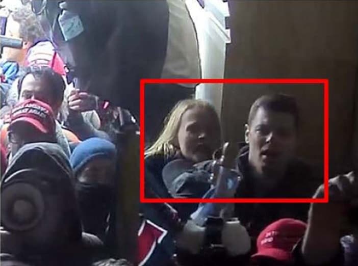 January 6, 2021, protesters Arthur and Jessica Reyher were identified by video camera still shots shared on social media by the Department of Justice.