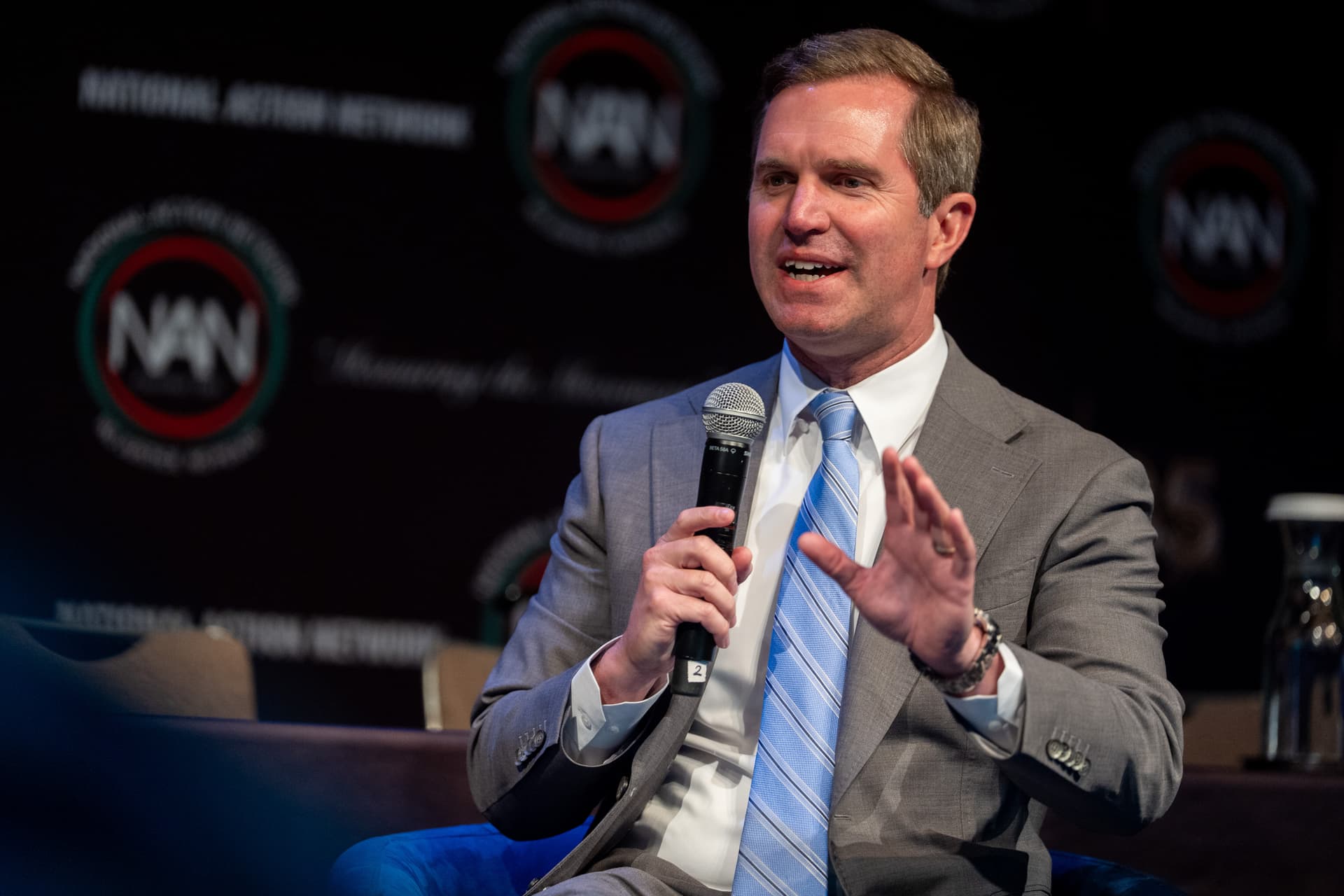 Governor Andy Beshear of Kentucky speaks at the National Action Network's annual convention at New York City on April 11, 2026.