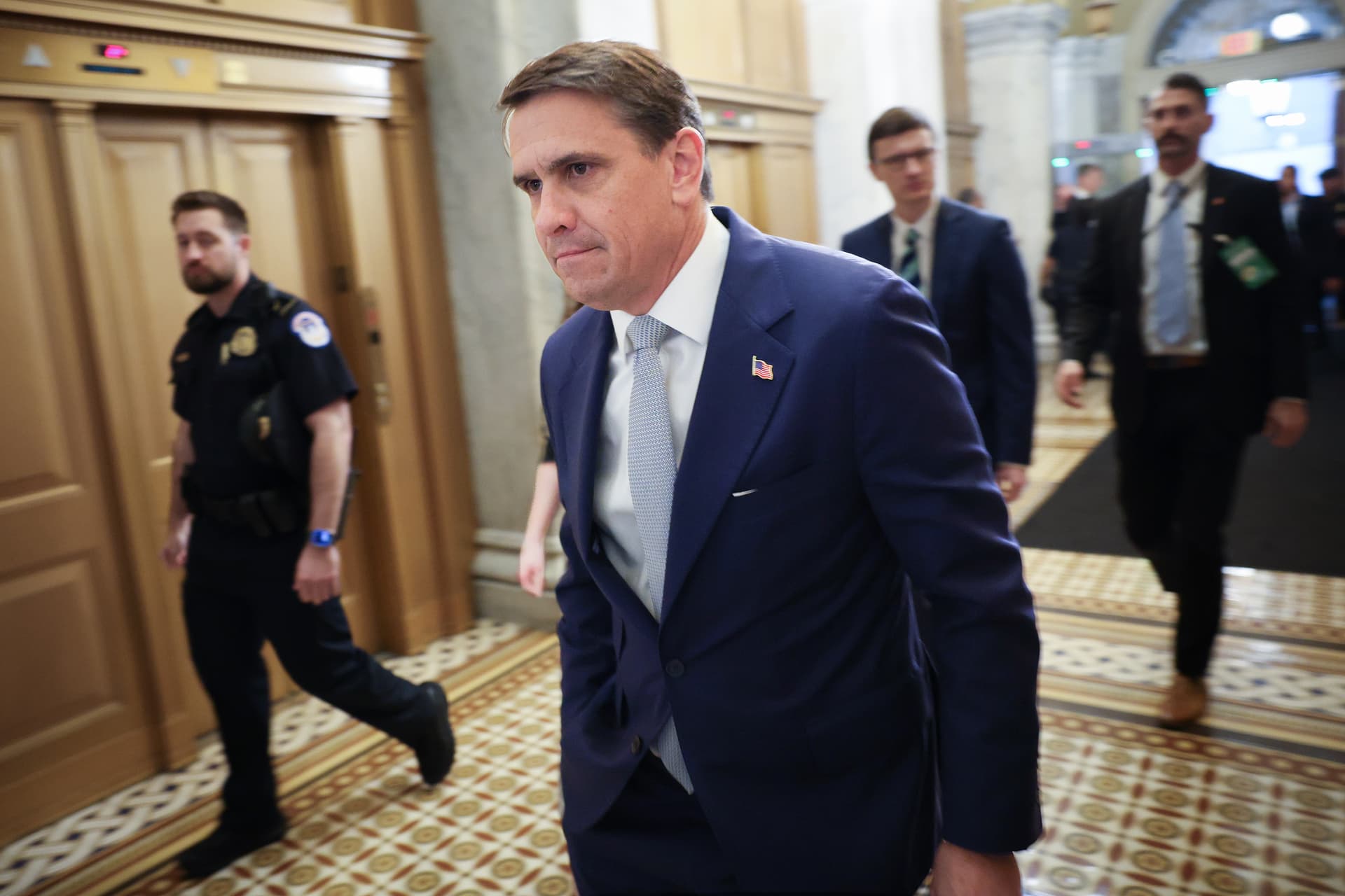 The acting attorney general, Todd Blanche, arrives at the U.S Capitol for a meeting with Republican members of Congress where he was questioned about the administration’s $1.776 billion ‘Anti-Weaponization Fund’ on May 21, 2026.