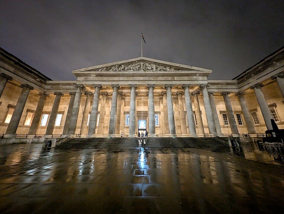 The British Museum at night, 2024.