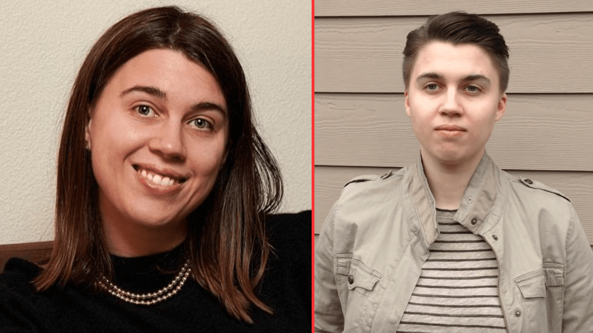Camille Kiefel (shown today at left) sued over surgery she was referred for when she identified as nonbinary (R). 