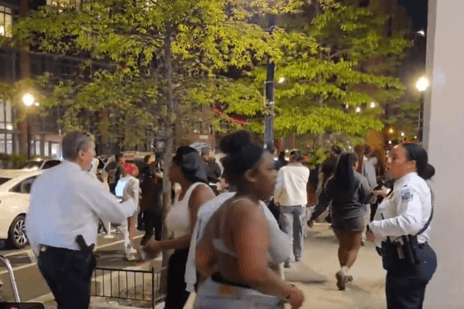 Police act to break up a “teen takeover” in the popular Navy Yard neighborhood of Washington D.C. on April 12, 2026.