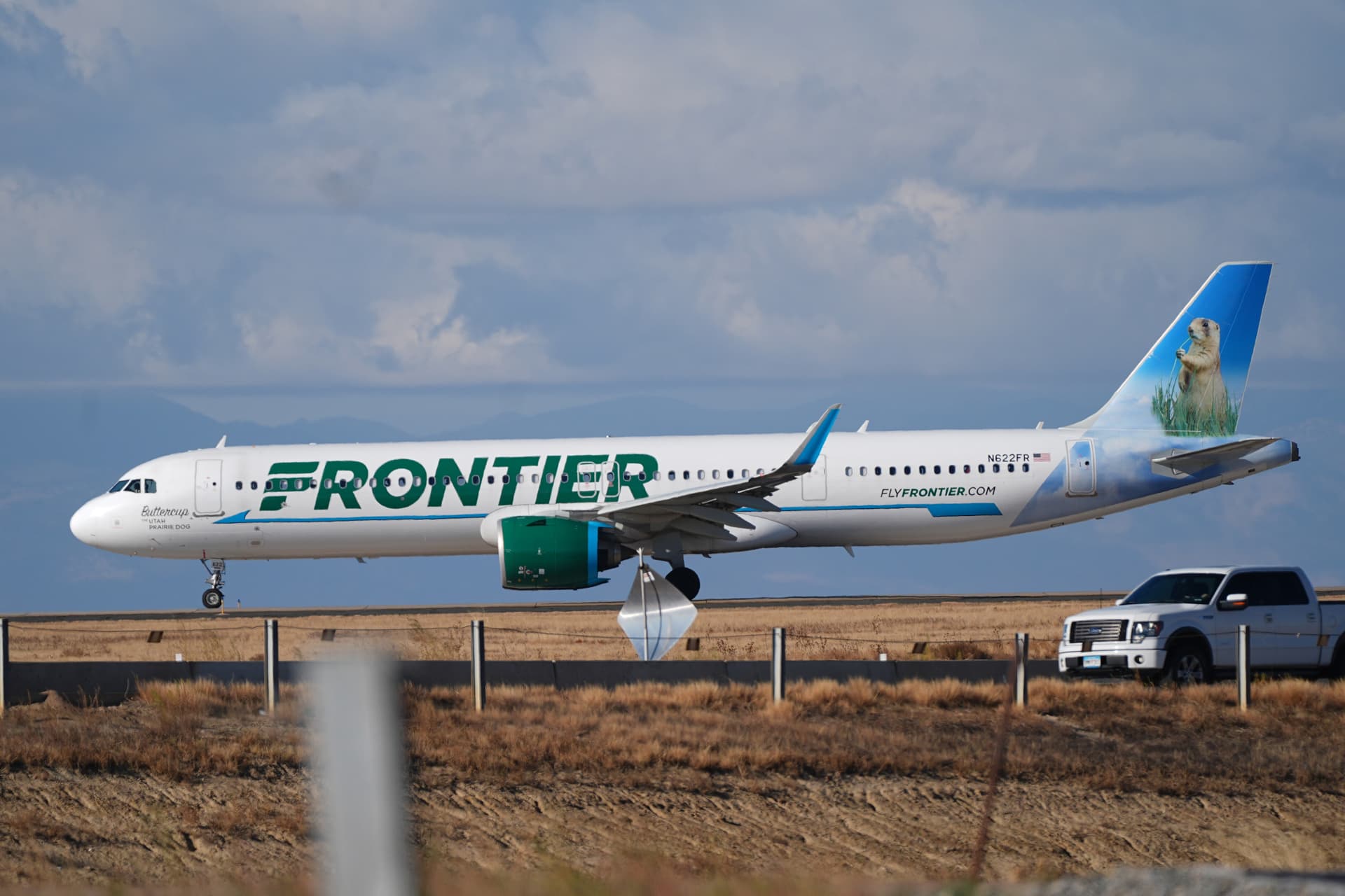 A Frontier Airlines jetliner taxis down a runway for takeoff from Denver International airport on Nov. 25, 2025. A Frontier Airlines jetliner taxis down a runway for takeoff from Denver International airport on Nov. 25, 2025.