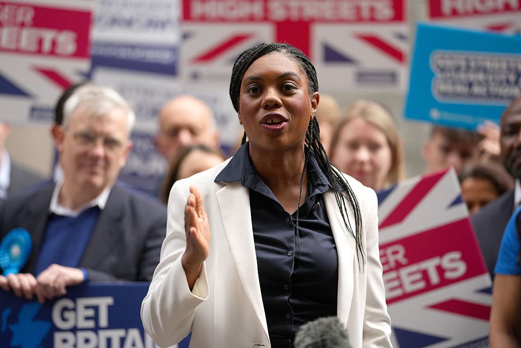 The Conservative Party leader, Kemi Badenoch, at Westminster City Hall, London, May 8, 2026. 