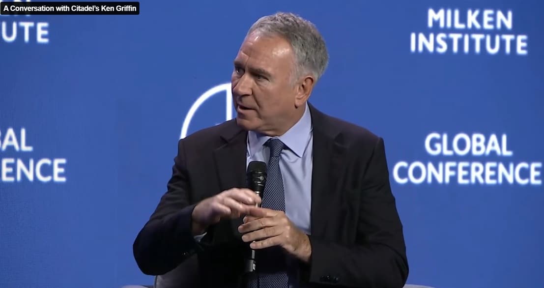 Citadel CEO Ken Griffin speaks about the international economy, war with Iran, energy, technology, and New York's mayor during the Milken Institute Global Conference at Los Angeles on My 5, 2026.