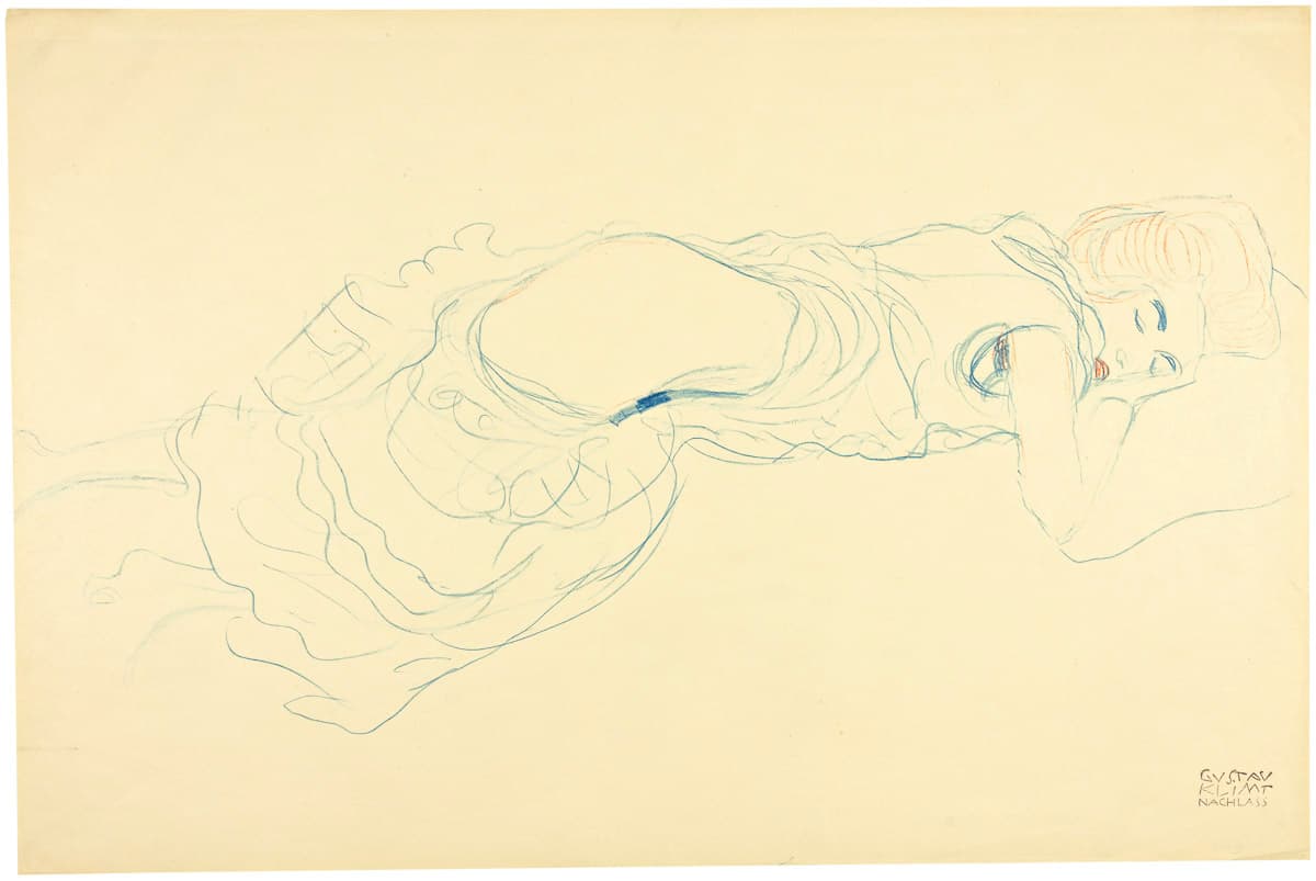 'Reclining Semi-Nude, to the Right (Study for Water Serpents II),' by Gustav Klimt, 1905.  