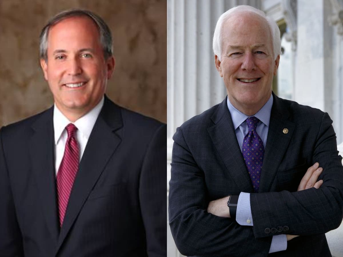 Ken Paxton, left, and John Cornyn are facing off in a Republican primary runoff for Texas's U.S. Senate seat.