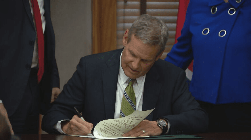 Governor Bill Lee of Tennessee signs a bill establishing Nuclear Family Month at Nashville on April 9, 2026.