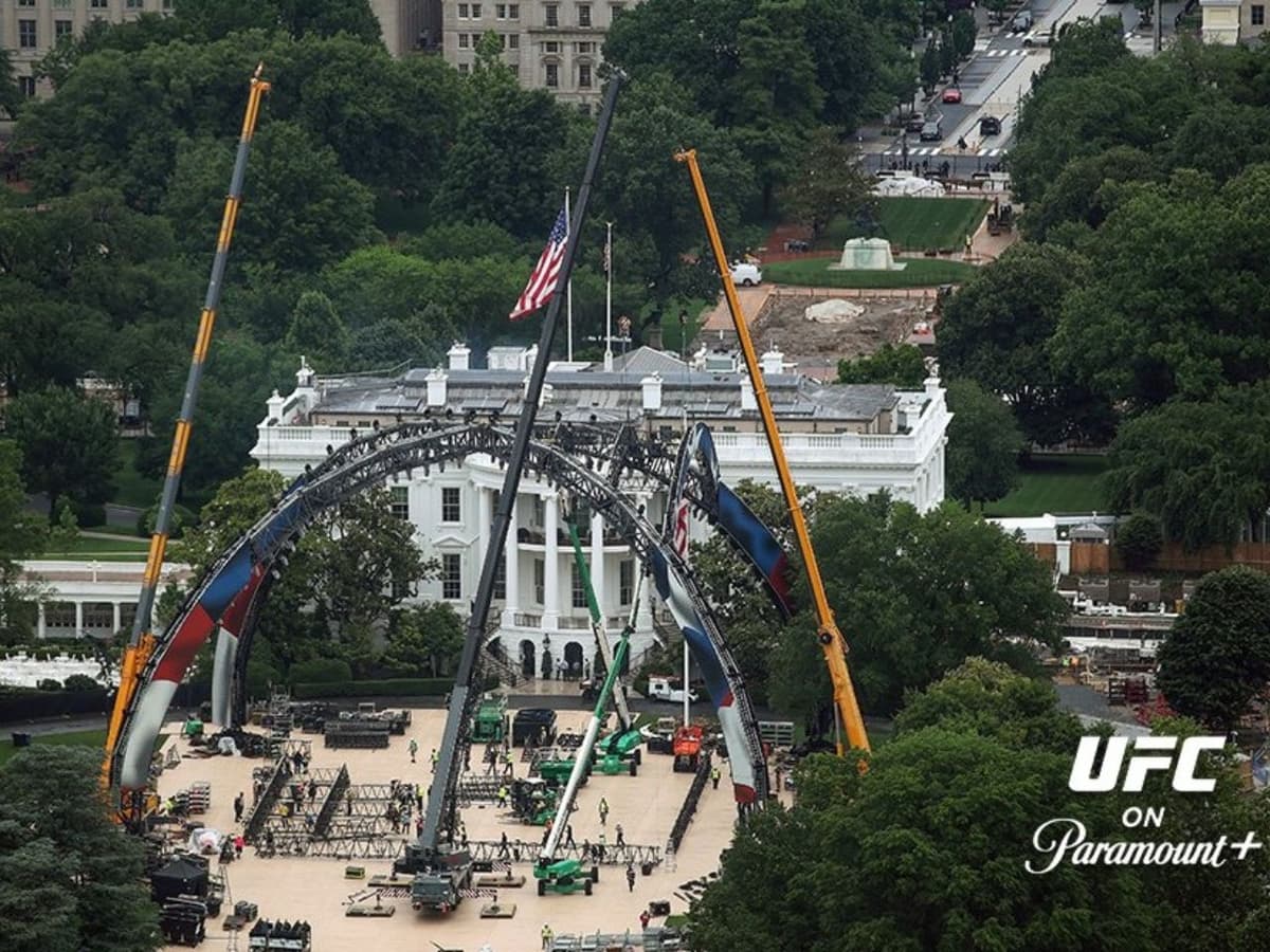 Construction is underway for the UFC 250 bouts in honor of America's 250th birthday, to take place on June 13-14, 2026, at the White House.