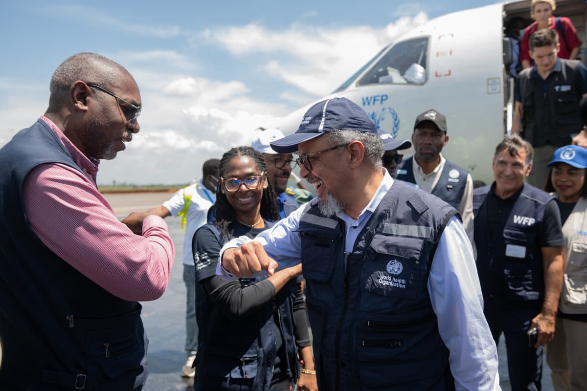 The head of the World Health Organization, Tedros Adhanom Ghebreyesus, is welcomed at Bunia airport in Bunia, Democratic Republic of Congo, on May 30, 2026.