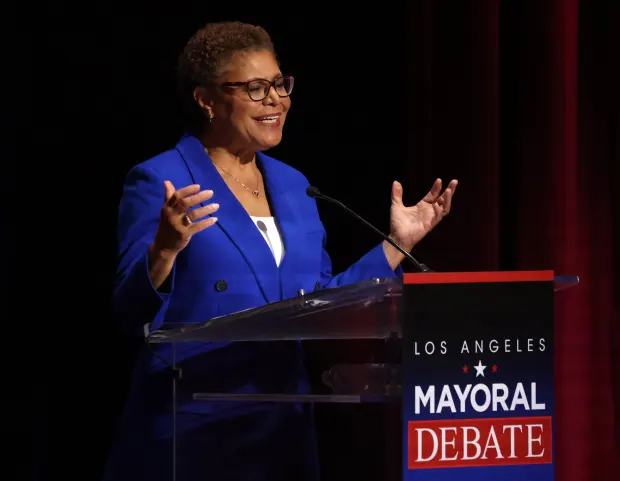 Mayor Karen Bass came under sustained fire during the one-hour debate, with both rivals scrutinizing her response to the January 2025 Los Angeles wildfires.