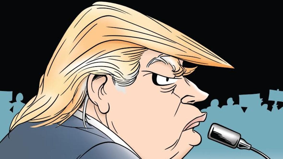 Donald Trump depicted in a Doonesbury cartoon strip in 1987.