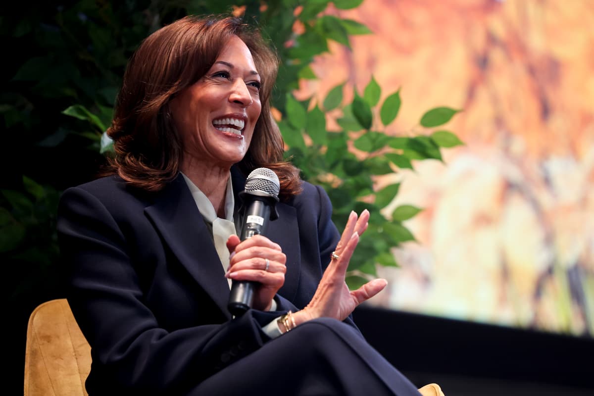 Former Vice President Kamala Harris speaks during a fireside chat at MEET Las Vegas on May 7, 2026 in Las Vegas, Nevada. 