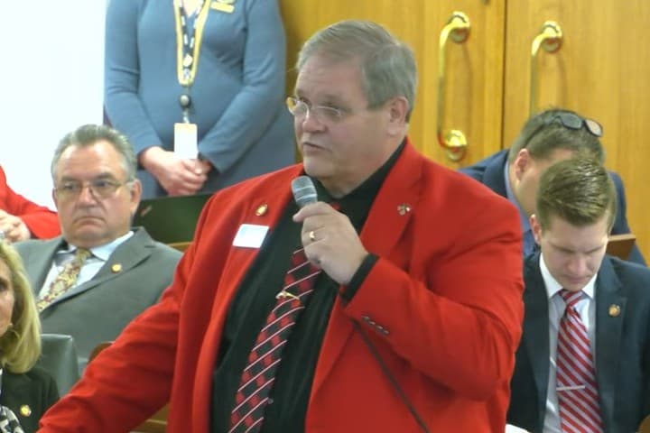 State Representative Keith Kidwell, sponsor of a bill that would permit the use of deadly force to stop an abortion, addresses the North Carolina General Assembly in May 2024.