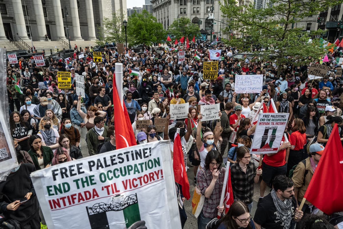 A May Day rally at New York City's Foley Square, May 1, 2024.