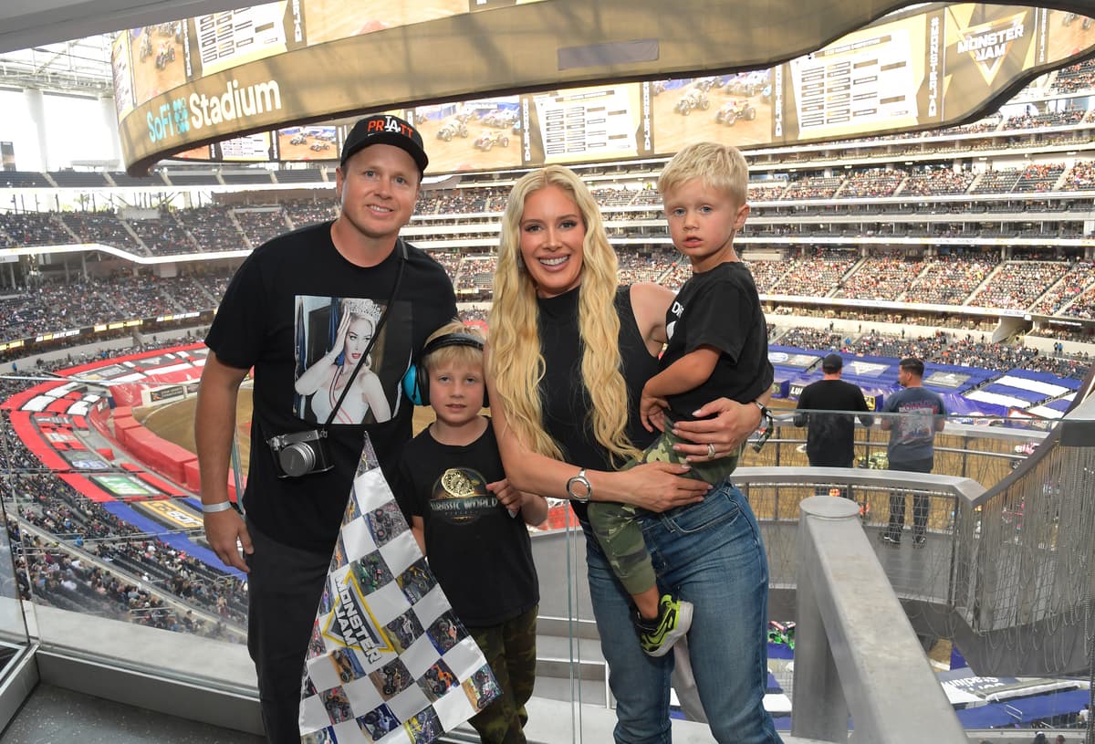 Spencer Pratt, Gunner, Heidi Pratt and Ryker attend Monster Jam at SoFi Stadium on April 11, 2026 in Inglewood, California. 