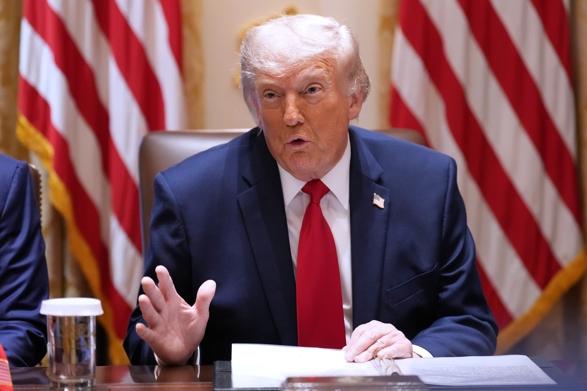 President Trump speaks during a Cabinet meeting at the White House, May 27, 2026. 