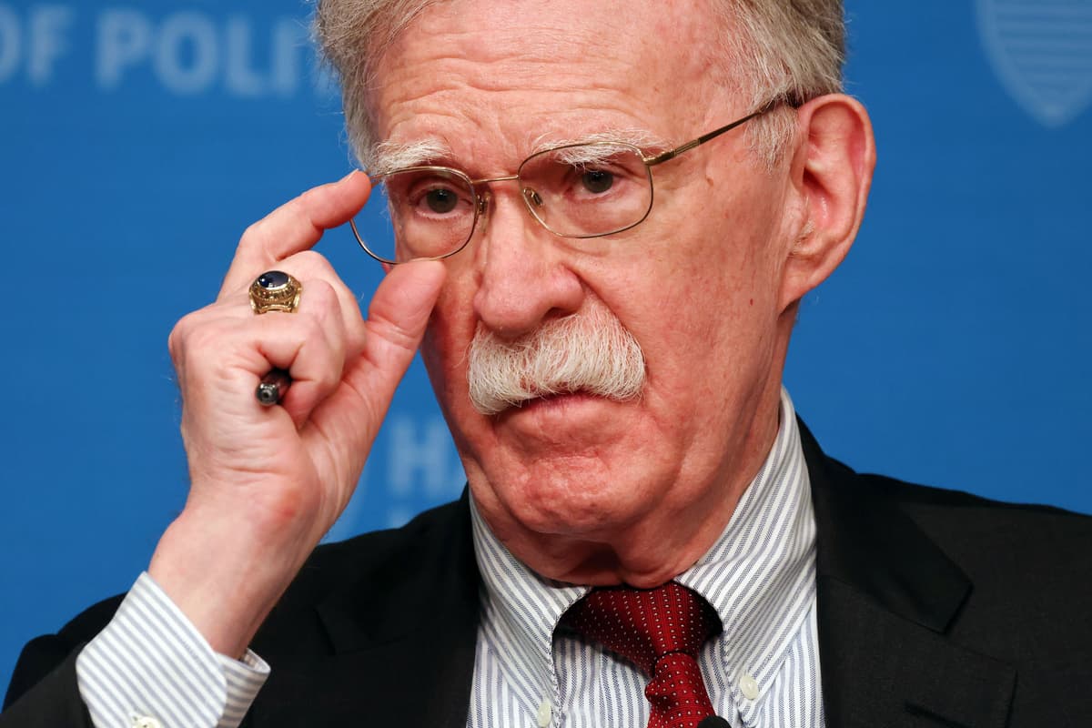 John Bolton speaks at Harvard Kennedy School's John F. Kennedy Jr. Forum at Cambridge, Massachusetts, on September 29, 2025.