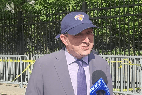 Brad Lander speaks to reporters after being found not guilty of obstructing an elevator on June 11, 2026.