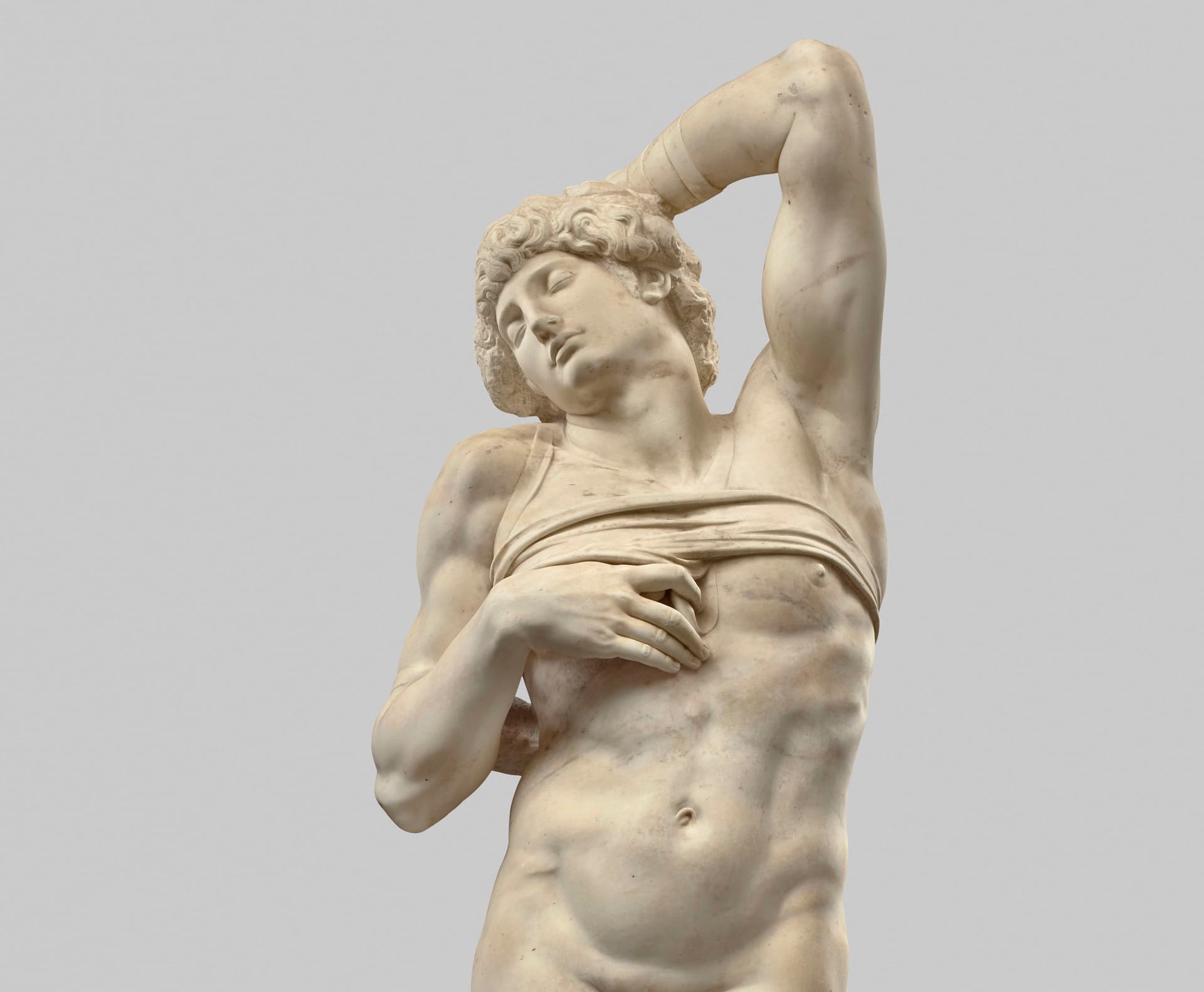 'L'esclave mourant,' by MIchelangelo Buonarotti, 1513-16. Detail.