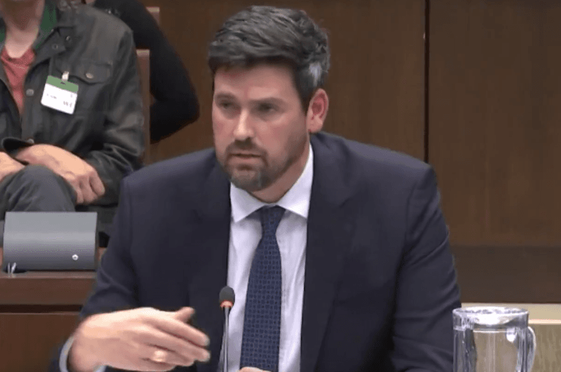 Canada’s justice minister, Sean Fraser, seen here during a parliamentary committee hearing at Ottawa on June 16, 2026, is expected to respond next month to a committee report calling for a permanent ban on assisted suicide for the mentally ill.