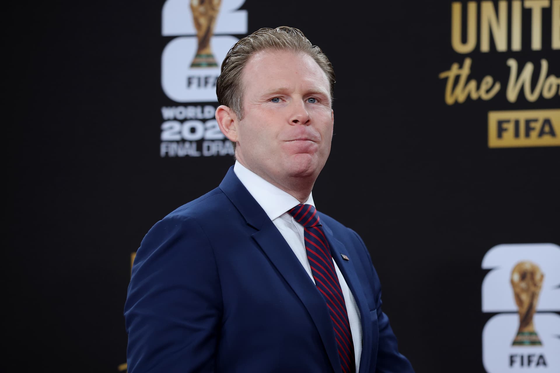 Andrew Giuliani poses on the red carpet prior to the FIFA World Cup 2026 Official Draw at John F. Kennedy Center for the Performing Arts on December 5, 2025.