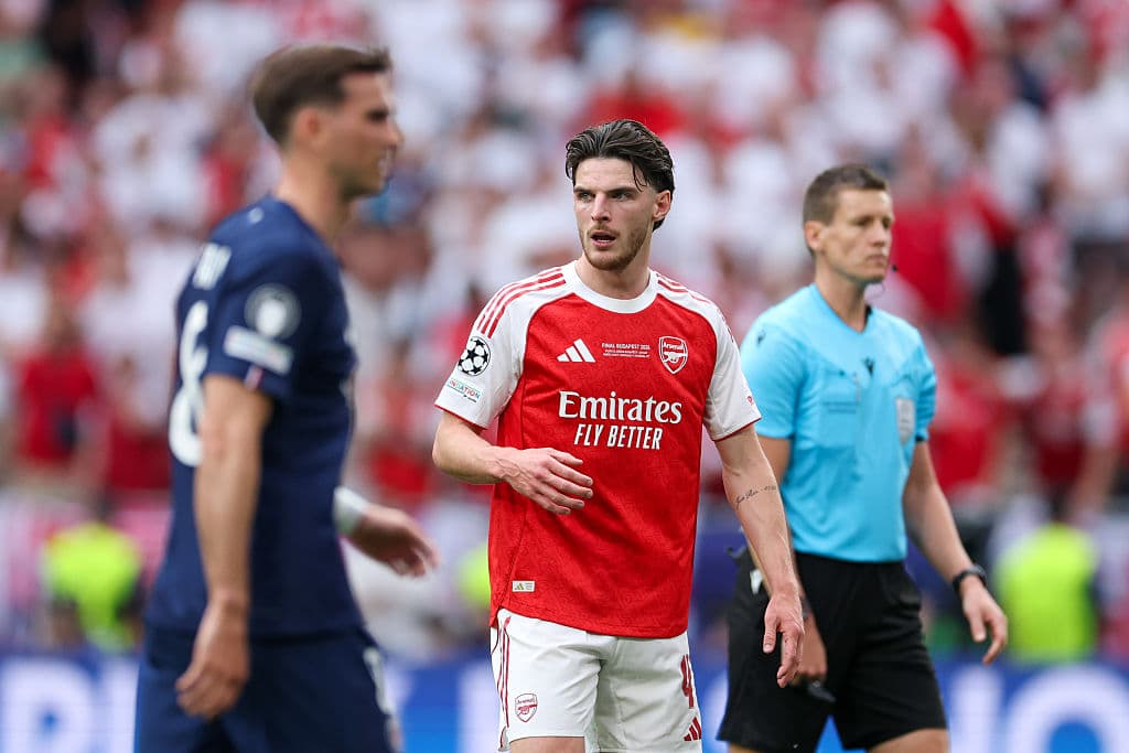 Declan Rice of Arsenal during the UEFA Champions League 2026 Final between Paris Saint-Germain and Arsenal FC. 
