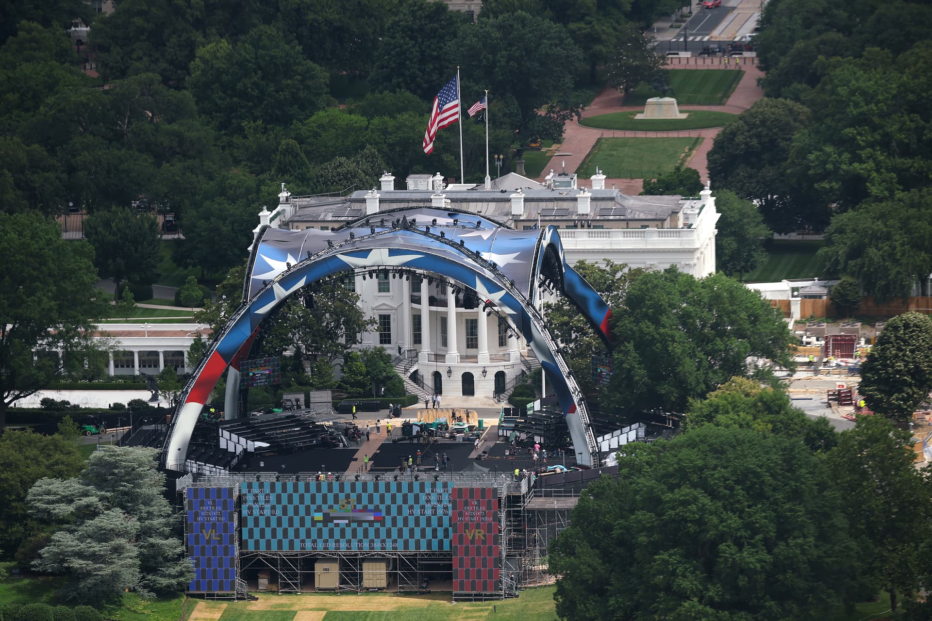 Preparations continue for the Ultimate Fighting Championship Freedom 250 event on the White House South Lawn on June 8, 2026 in Washington, D.C. 