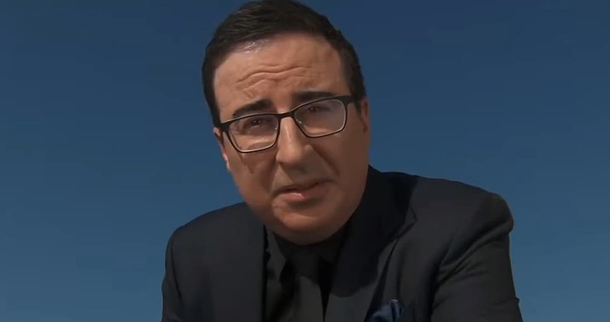 This screenshot is from a promotional clip of 'General Hospital' promoting an episode arc featuring late-night comedian John Oliver.