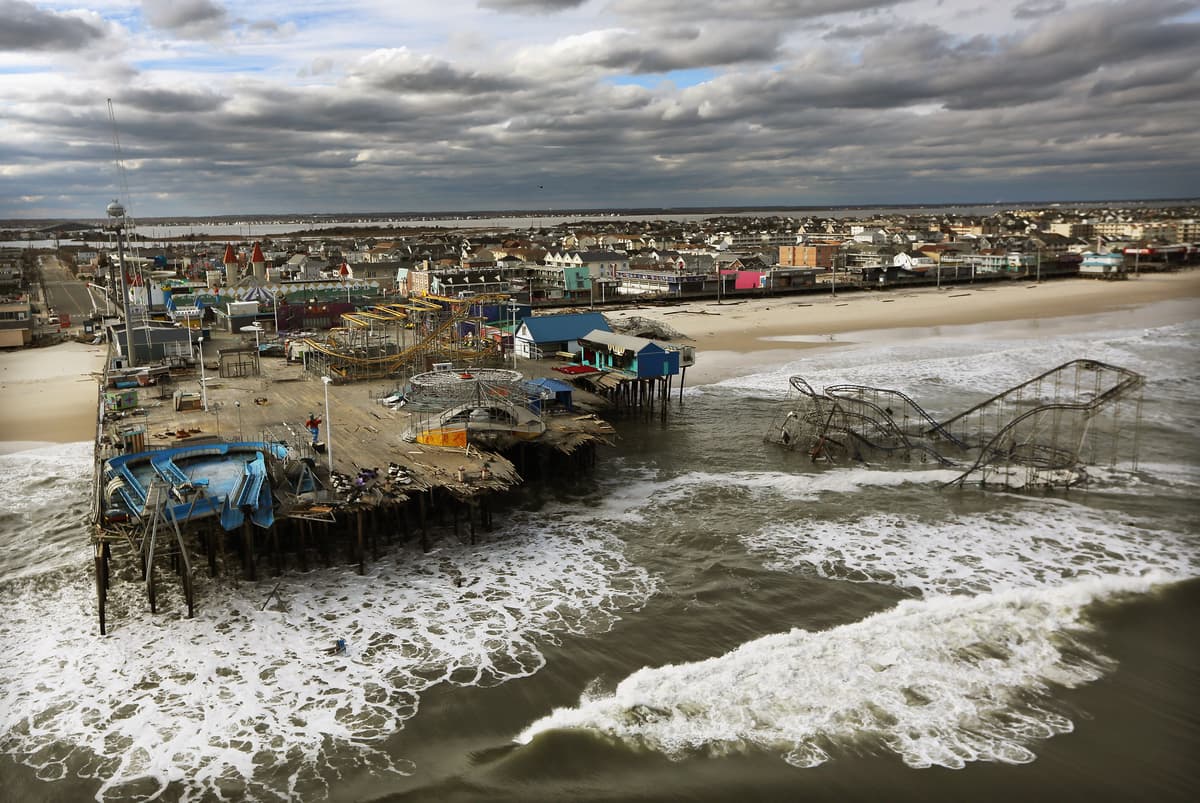 Researchers say a cloud-seeding technique might have spared the East Coast from the damage wrought by Hurricane Sandy, which destroyed this amusement park at Seaside Heights, New Jersey, in October 2012.