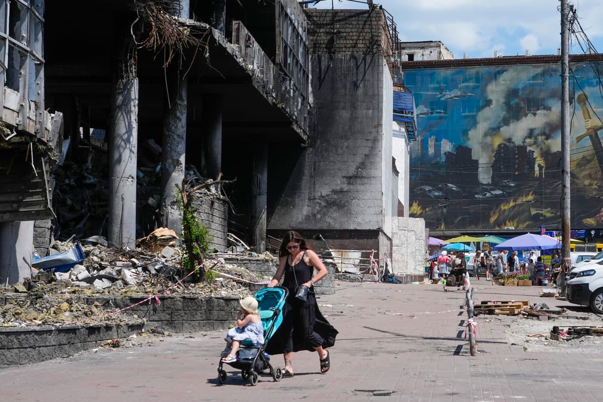 Buildings damaged by Russian missiles at Kyiv, June 22, 2026.