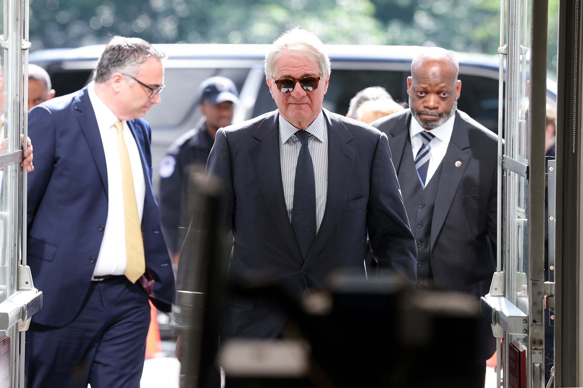 Former CEO of Apollo Global Management Leon Black arrives to testify at a closed-door interview with the House Oversight Committee on Capitol Hill on June 26, 2026.