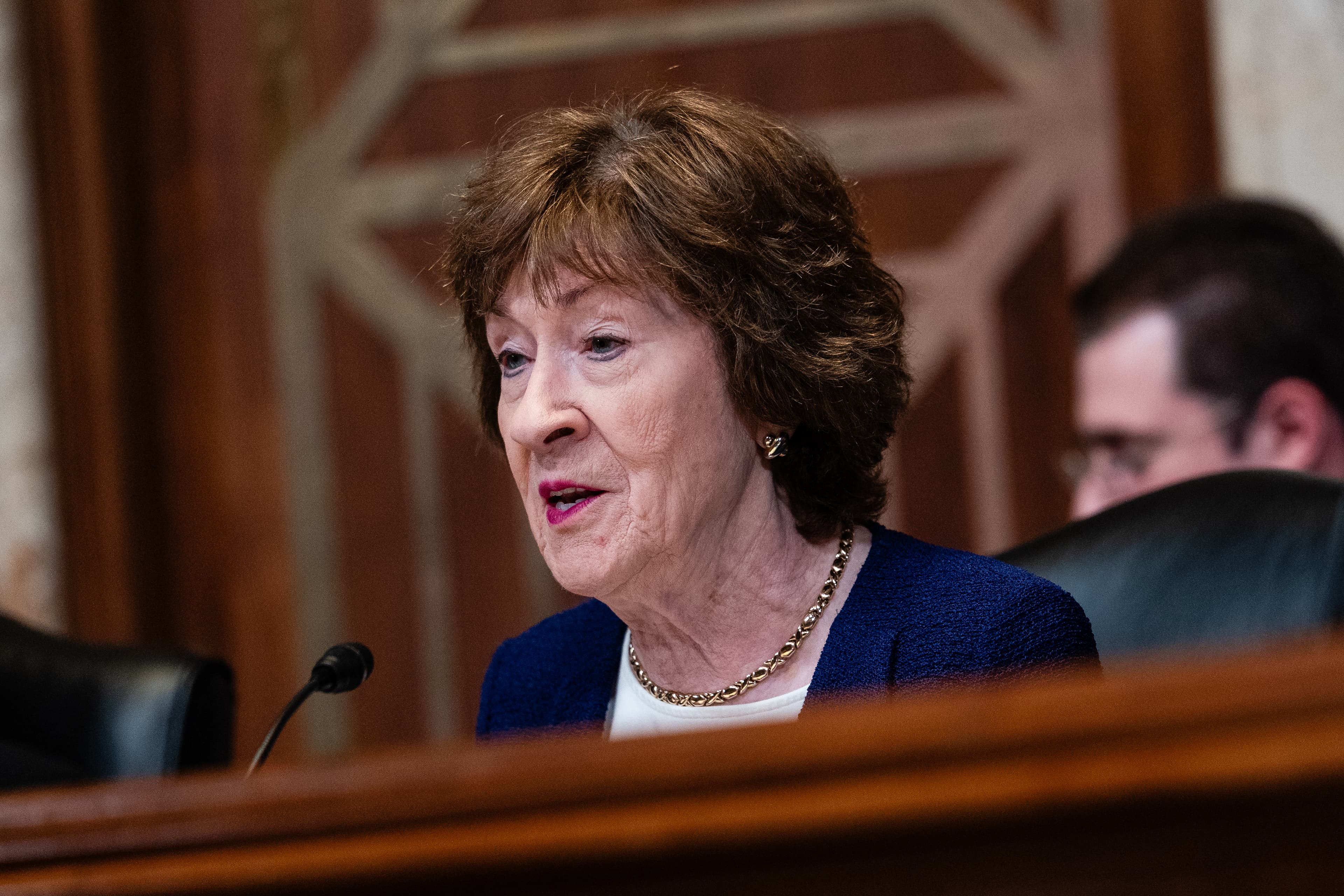 Senator Susan Collins speaks during a Senate Appropriations Subcommittee on the Department of Homeland Security on Capitol Hill on June 2, 2026.