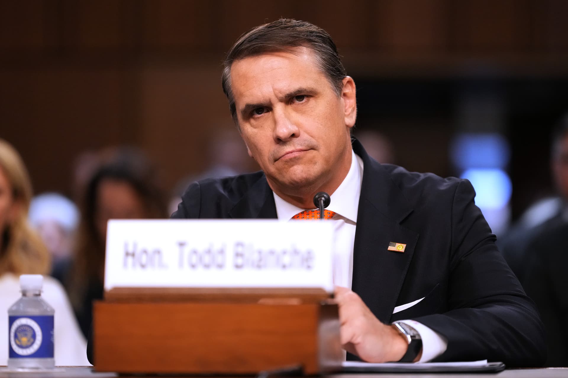 Acting Attorney General Todd Blanche appears before the Senate Judiciary Committee on Capitol Hill at Washington, D.C., on July 15, 2026.  