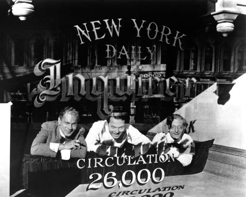 Orson Welles. Joseph Cotten, and Everett Sloane in 'Citizen Kane.'