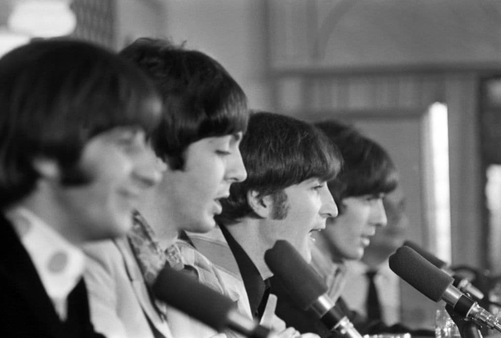 The Beatles speaking at  at a press conference prior to their show at Candlestick Park in San Francisco, August 29 1966.