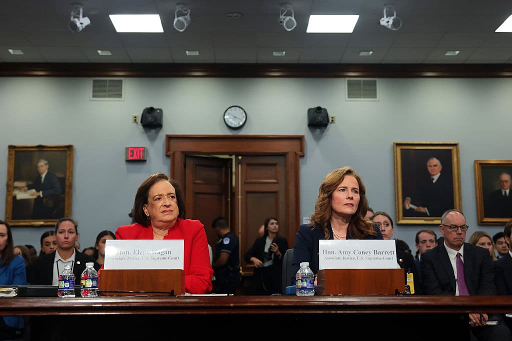 Supreme Court Justices Elena Kagan and Amy Coney Barrett testify on Capitol Hill, July 14, 2026 at Washington, DC.