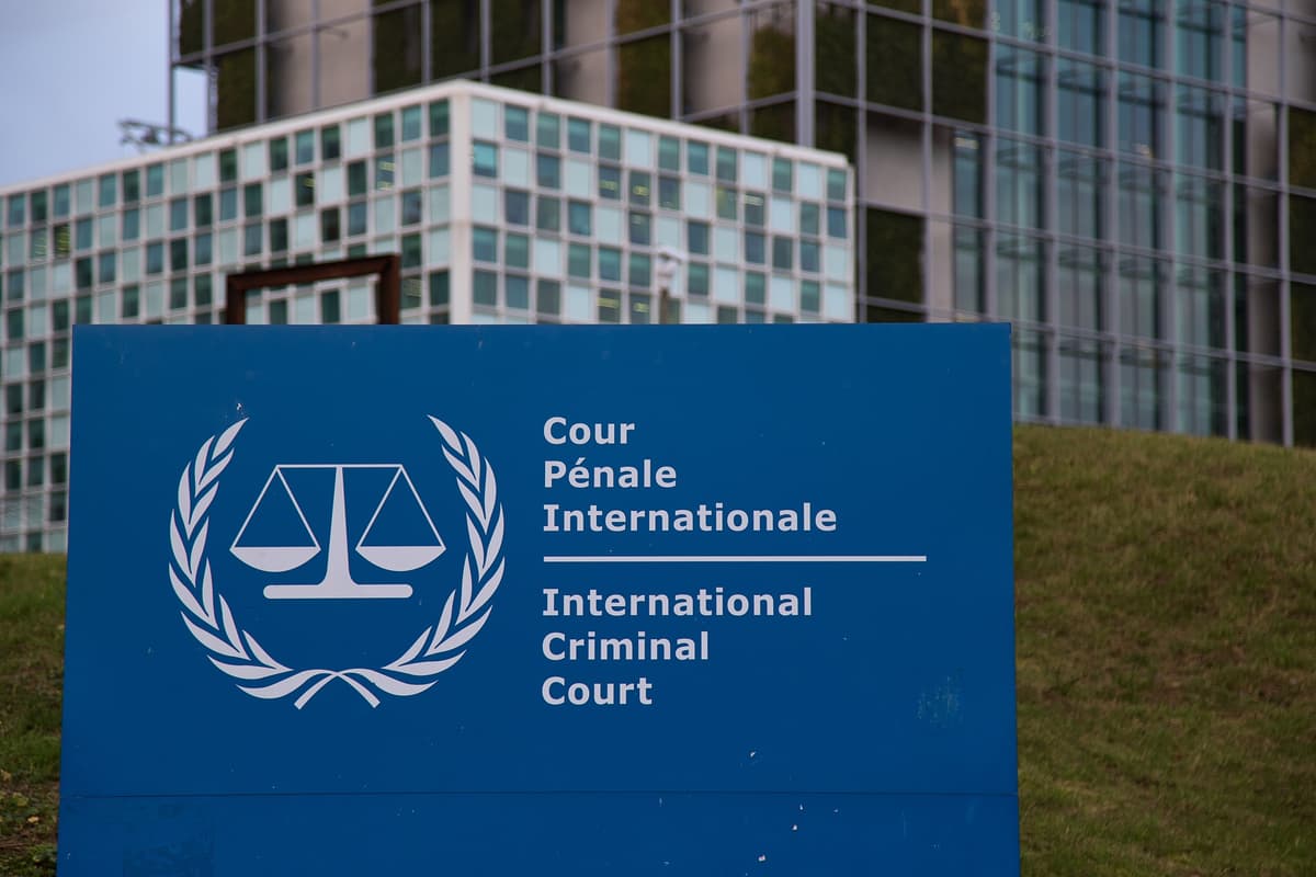 The exterior of the International Criminal Court on February 23, 2026, at The Hague, Netherlands. 
